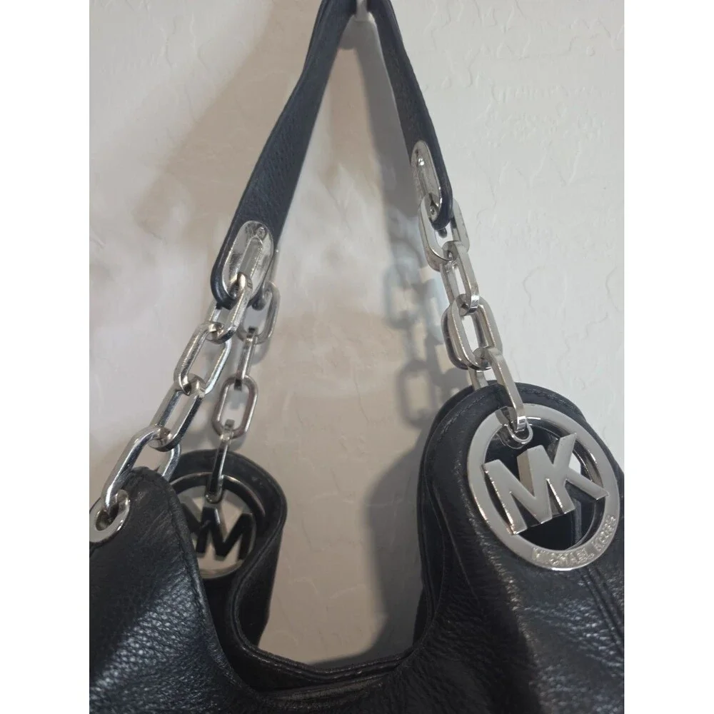 Michael Kors Black Pebble Leather Large Hobo Shoulder Bag